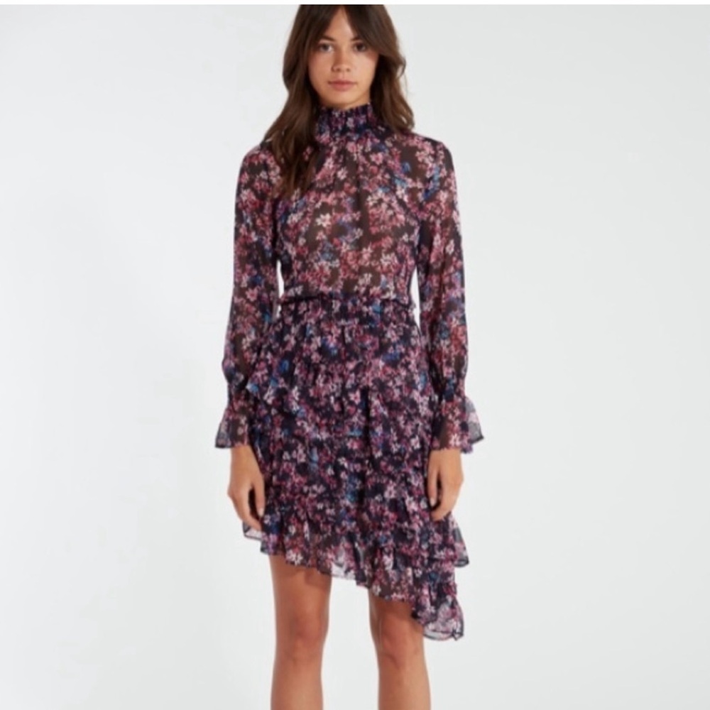 MISA Los Angeles Savanna Asymmetrical Midi Dress Size Medium